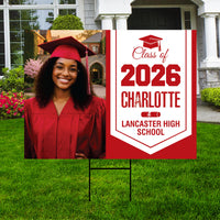 Personalized Graduation Yard Sign 2026 with Photo, Graduate Picture Sign, Class of 2026, Custom Graduation 2026 Yard Sign with Metal H-Stake