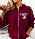 Custom Text Logo Embroidered Zip Up Hoodie, Personalized Team Name Hoodie, Custom Business Logo Jacket, Workwear Gift Men Women