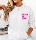 Custom Text Logo Embroidered Zip Up Hoodie, Personalized Team Name Hoodie, Custom Business Logo Jacket, Workwear Gift Men Women