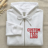 Custom Text Logo Embroidered Zip Up Hoodie, Personalized Team Name Hoodie, Custom Business Logo Jacket, Workwear Gift Men Women