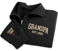 Personalized Grandpa Embroidered Quarter Zip Sweatshirt, Custom Name Pullover, Pregnancy Reveal Gift for Grandpa with Kids Names
