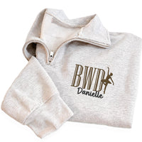 Personalized Dance Team Embroidered Quarter Zip Sweatshirt, Custom Dancer Name Pullover, Ballet Dance Team Gift Apparel Outfit
