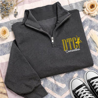 Personalized Dance Team Embroidered Quarter Zip Sweatshirt, Custom Dancer Name Pullover, Ballet Dance Team Gift Apparel Outfit