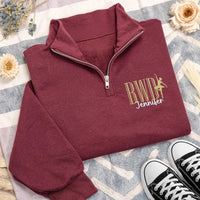 Personalized Dance Team Embroidered Quarter Zip Sweatshirt, Custom Dancer Name Pullover, Ballet Dance Team Gift Apparel Outfit