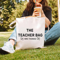 Personalized Teacher Tote Bag, Custom Name Teacher Bag, Teacher Appreciation Gift, Back to School Gift, Minimalist Teacher Tote Bag