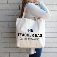 Personalized Teacher Tote Bag, Custom Name Teacher Bag, Teacher Appreciation Gift, Back to School Gift, Minimalist Teacher Tote Bag