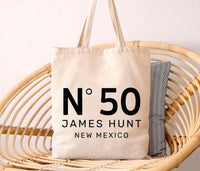 Personalized Number Tote Bag, Custom Name Tote Bag, Minimalist Tote Bag Gift, Custom City Tote, Birthday Tote, Custom Text Bag