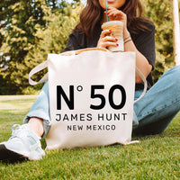 Personalized Number Tote Bag, Custom Name Tote Bag, Minimalist Tote Bag Gift, Custom City Tote, Birthday Tote, Custom Text Bag