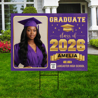 Photo Graduation Yard Sign, Custom Personalized Graduate Decor, Class of 2026, Graduation 2026, School Lawn Sign with Name Photo