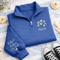 Personalized Mama Embroidered Quarter Zip Sweatshirt, Custom Mama EST Pullover, New Grandma Gift for Nana Mimi Mothers Day Apparel