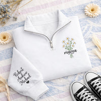 Personalized Mama Embroidered Quarter Zip Sweatshirt, Custom Mama EST Pullover, New Grandma Gift for Nana Mimi Mothers Day Apparel