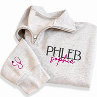 Personalized Phlebotomist Embroidered Quarter Zip Sweatshirt, Custom Phlebotomy Technician Pullover, Medical Worker Gift Apparel