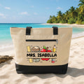 Teacher Tote Bag with Zipper, Personalized Name Teacher Bag, Custom Classroom Gift for Her, Back to School Teacher Appreciation Work Tote