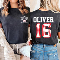 Custom Baseball Team Shirt, Baseball Mom Shirt, Player Number Tee, Pocket Name Tee, Baseball Gifts, Gifts for Mom, Front Back