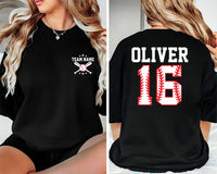 Custom Baseball Team Shirt, Baseball Mom Shirt, Player Number Tee, Pocket Name Tee, Baseball Gifts, Gifts for Mom, Front Back