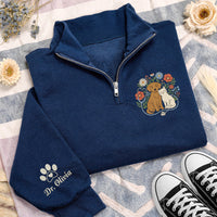 Veterinary Embroidered Quarter Zip Sweatshirt, Personalized Vet Tech Nurse Pullover, Pet Doctor Gift, Animal Lover Workwear Apparel