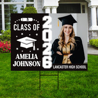 Personalized Graduation Yard Sign 2026 with Photo, Graduate Picture Sign, Class of 2026, Custom Graduation 2026 Yard Sign with Metal H-Stake