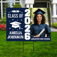 Personalized Graduation Yard Sign 2026 with Photo, Graduate Picture Sign, Class of 2026, Custom Graduation 2026 Yard Sign with Metal H-Stake