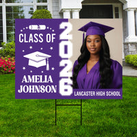 Personalized Graduation Yard Sign 2026 with Photo, Graduate Picture Sign, Class of 2026, Custom Graduation 2026 Yard Sign with Metal H-Stake