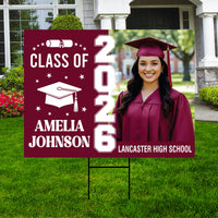 Personalized Graduation Yard Sign 2026 with Photo, Graduate Picture Sign, Class of 2026, Custom Graduation 2026 Yard Sign with Metal H-Stake