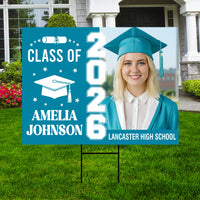 Personalized Graduation Yard Sign 2026 with Photo, Graduate Picture Sign, Class of 2026, Custom Graduation 2026 Yard Sign with Metal H-Stake