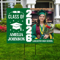 Personalized Graduation Yard Sign 2026 with Photo, Graduate Picture Sign, Class of 2026, Custom Graduation 2026 Yard Sign with Metal H-Stake
