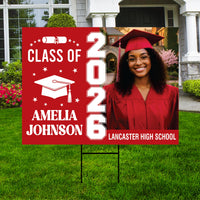 Personalized Graduation Yard Sign 2026 with Photo, Graduate Picture Sign, Class of 2026, Custom Graduation 2026 Yard Sign with Metal H-Stake