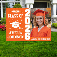 Personalized Graduation Yard Sign 2026 with Photo, Graduate Picture Sign, Class of 2026, Custom Graduation 2026 Yard Sign with Metal H-Stake