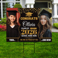 Then and Now Graduation Yard Sign, Custom Photo Personalized Grad Decor, Class of 2026, Graduation 2026, School Lawn Sign with Metal H-Stake