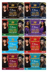 Then and Now Graduation Yard Sign, Custom Photo Personalized Grad Decor, Class of 2026, Graduation 2026, School Lawn Sign with Metal H-Stake
