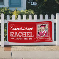 Personalized Graduation Banner with Photo, Custom Name School Banner 2026, Class of 2026 Outdoor Graduation Party Decoration Yard Sign