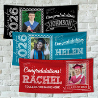 Personalized Graduation Banner with Photo, Custom Name School Banner 2026, Class of 2026 Outdoor Graduation Party Decoration Yard Sign