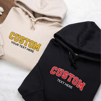 Custom Text Embroidered Sweatshirt, Personalized Hoodie, Long Sleeve Tee, Custom University Team Outfit, College Name Gift Idea