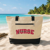 Personalized Nurse Tote Bag with Zipper, Custom Name Nurse Bag, RN Gift for Her, Healthcare Worker Gift, Nurse Appreciation Gift Idea