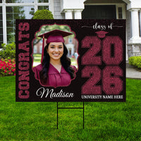 Personalized Graduation Yard Sign 2026 with Photo, Graduate Picture Sign, Class of 2026, Custom Graduation 2026 Yard Sign with Metal H-Stake