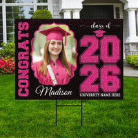Personalized Graduation Yard Sign 2026 with Photo, Graduate Picture Sign, Class of 2026, Custom Graduation 2026 Yard Sign with Metal H-Stake