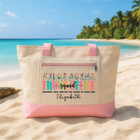 Front Office Squad Tote Bag with Zipper, Personalized Office Staff Gift, Custom Secretary Coworker Bag, Work Gift, Teacher Office Team Tote