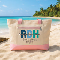 Dental Hygienist RDH Tote Bag with Zipper, Personalized Name Dental Gift, Custom RDH Work Bag, Graduation Gift, Dentist Office Tote