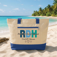 Dental Hygienist RDH Tote Bag with Zipper, Personalized Name Dental Gift, Custom RDH Work Bag, Graduation Gift, Dentist Office Tote