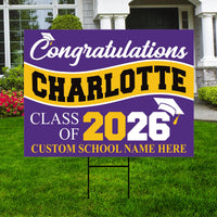 Graduation Yard Sign, Custom Name School Decor, Class of 2026, Graduation 2026, Congrats Grad Lawn Sign for High School College