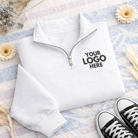 Custom Logo Embroidered Quarter Zip Sweatshirt, Personalized Company Pullover, Business Workwear Uniform, Custom Text Team Apparel Gift