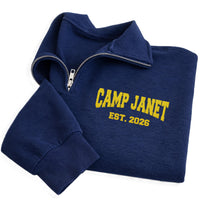 Camp Name Embroidered Quarter Zip Sweatshirt, Personalized Camp Pullover, Custom Camp Crew Gift, Summer Camp Counselor Team Outfit