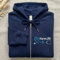 Personalized Nurse Embroidered Zipper Hoodie, Custom RN Name Heartbeat Zip Up Hoodie, Nursing Gift for BSN, LPN, Cna, Aprn Students Women