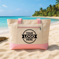 Custom Logo Tote Bag with Zipper, Personalized Business Logo Canvas Bag, Company Branding Tote, Custom Printed Bag for Small Business