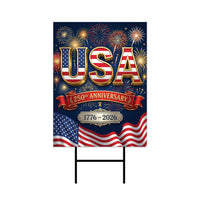 USA 250 Years Yard Sign 2026, Patriotic 1776 2026 Yard Decoration, American Flag Fireworks Lawn Sign, Independence Day Outdoor Decor