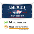 USA 250 Years Banner, Patriotic 1776 2026 Banner, American Flag Fireworks Banner, Fourth of July Party Decor, USA Anniversary Sign