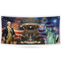 USA 250 Years Banner, Patriotic 1776 2026 Banner, American Flag Fireworks Vinyl Sign, Fourth of July Party Decor, USA Anniversary Sign