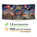 USA 250 Years Banner, Patriotic 1776 2026 Banner, American Flag Fireworks Vinyl Sign, Fourth of July Party Decor, USA Anniversary Sign