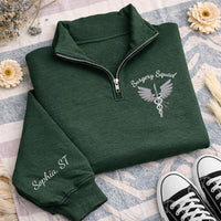 Surgery Squad Embroidered Quarter Zip Sweatshirt, Personalized Medical Team Pullover, Nurse Tech Gift, Surgical Staff Outfit