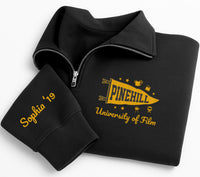 Custom University Embroidered Quarter Zip Sweatshirt, Personalized College Logo Pullover, School Spirit Gift, Campus Apparel Students